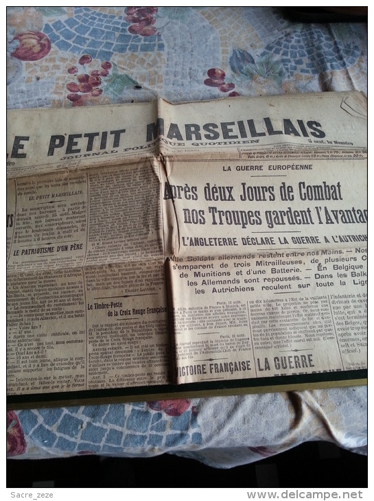 LE PETIT MARSEILLAIS-vendredi 14 Août 1914-après Deux Jours De Combat Nos Troupes Gardent L'avantage - Le Petit Marseillais