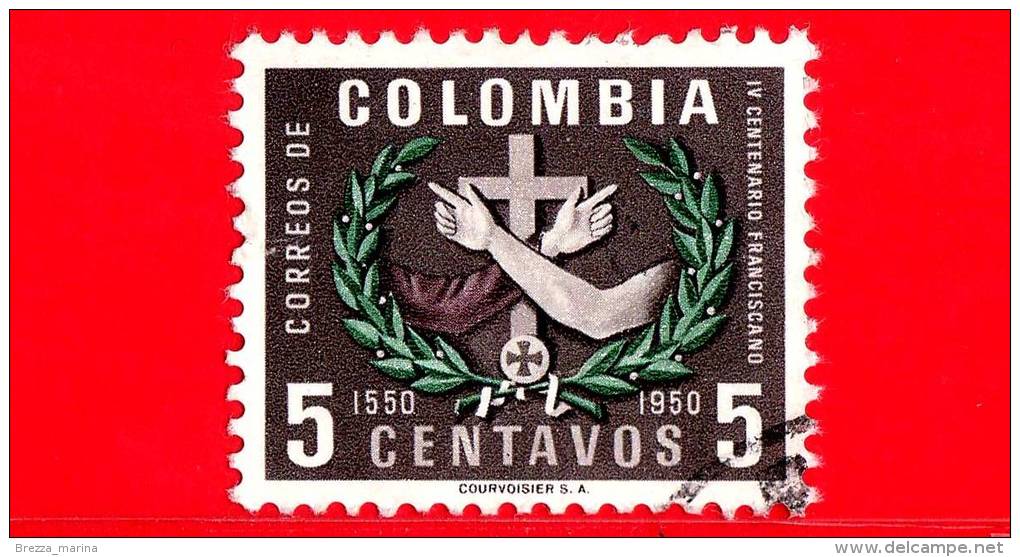 COLOMBIA - 1954 - 400 Anni Di Presenza Francescana In Colombia - Stemma - TAU - 5 - Colombia