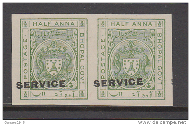 Bhopal State  1/2A  SERVICE Imperforated Pair # 81063 F India Inde Indien - Bhopal