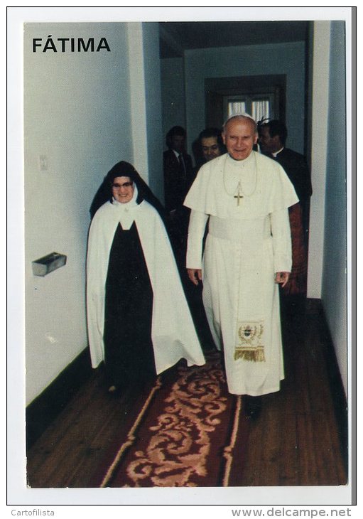 FÁTIMA - Papa João Paulo II Com A Irmã Lucia  (2 Scans) - Santarem