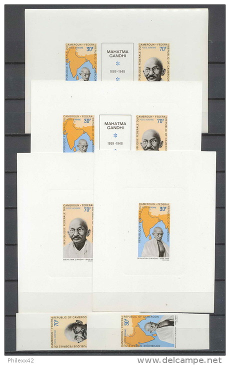 057 - Epreuve De Luxe (deluxe Proof) CAMEROUN  Gandhi + NON DENTELE ** (imperforate).bloc Gommé - Kamerun (1960-...)