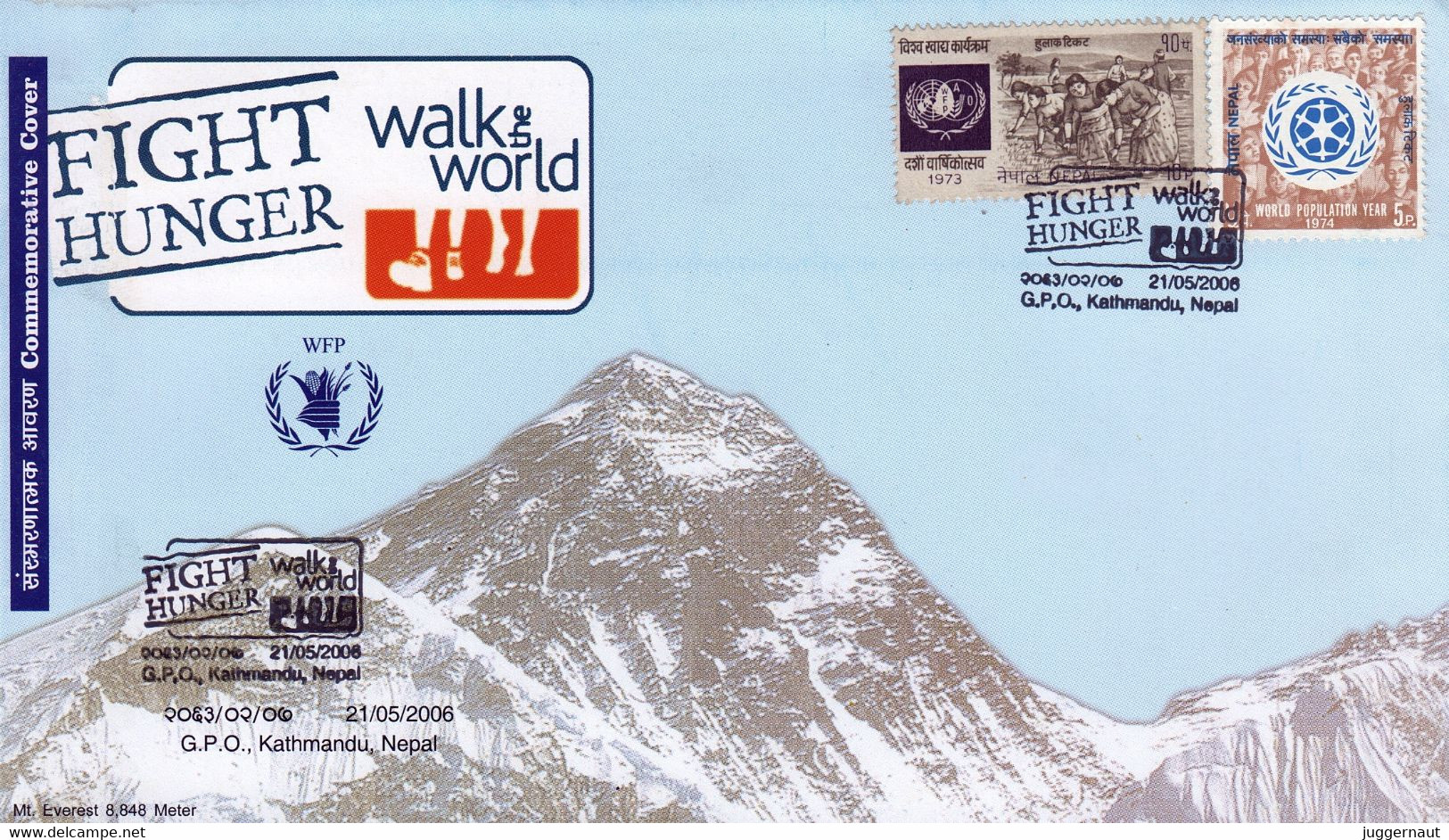 WFP Fight Hunger COMMEMORATIVE Cover NEPAL 2006 - Against Starve