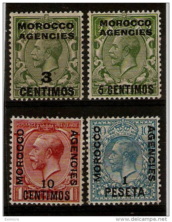 MOROCCO AGENCIES1914 - 1926 SIMPLE CYPHER WATERMARK VALUES SG 128, 129, 130, 135 MOUNTED MINT Cat £16 - Bureaux Au Maroc / Tanger (...-1958)