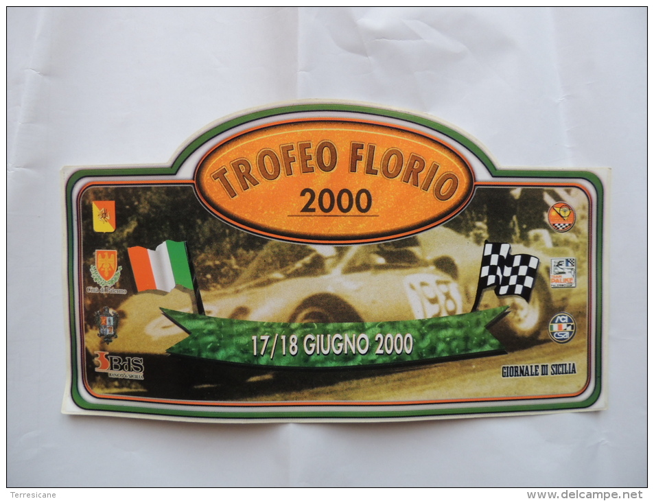 TARGA TABELLA CM. 23 X 40  25 TROFEO FLORIO 2000 ADESIVA B3 - Car Racing - F1