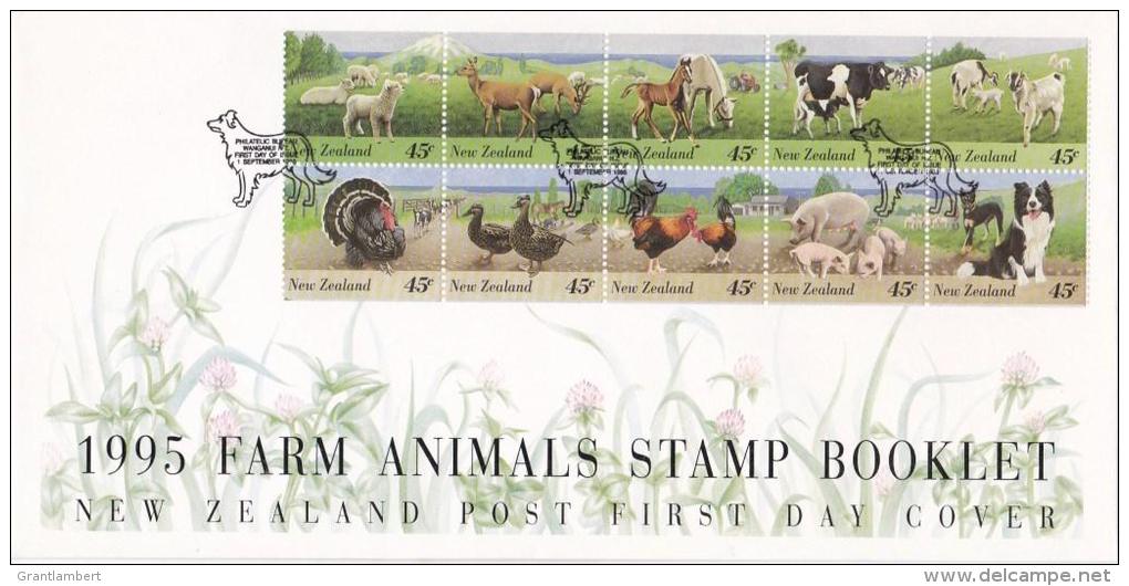 New Zealand 1995 Farm Animals Stamp Booklet FDC - FDC