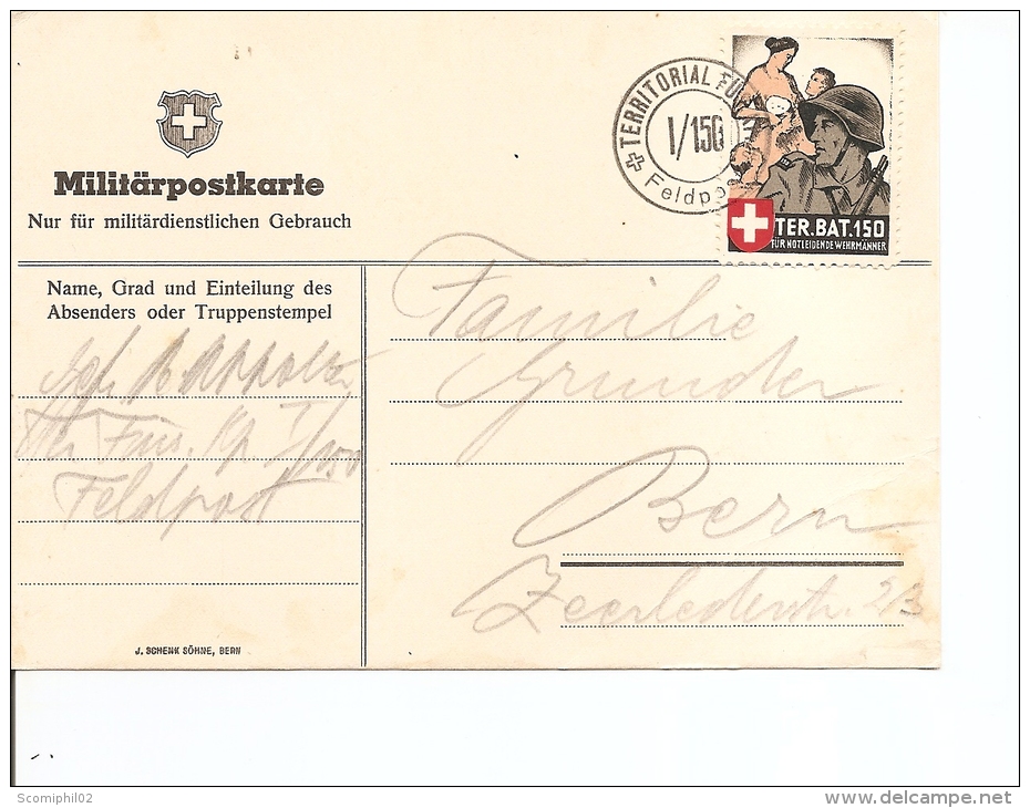 Suisse ( Carte Postale Militaire De 1939 Avec Vignette Militaire à Voir) - Dokumente