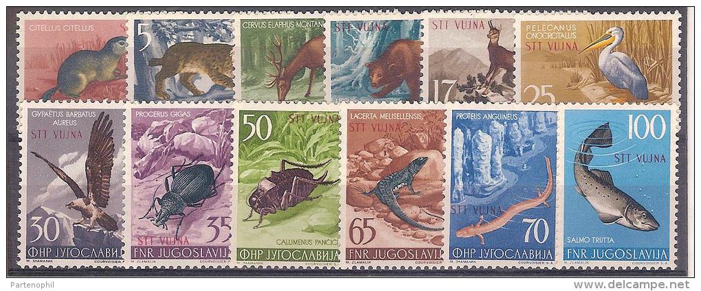 ** 1954 TRIESTE "ZONA B" ANIMALI  MNH (SASS.N. 101/112) CAT. € 100,00 - Mint/hinged