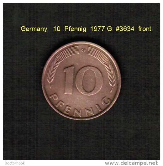 GERMANY   10  PFENNIG  1977 G  (KM # 108) - 10 Pfennig