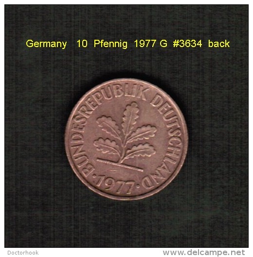GERMANY   10  PFENNIG  1977 G  (KM # 108) - 10 Pfennig