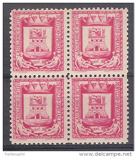 ** 1945 - EMISSIONI LOCALI CASTIGLIONE D´INTELVI MNH Blocco Di 4 ( SASS. N.16) CAT. € 240,00 - Ortsausgaben/Autonome A.