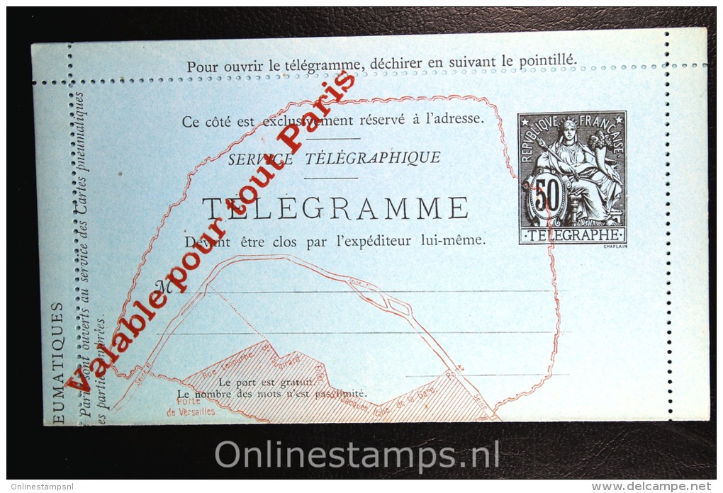France:  Telegramme  Pneumatique , RK  7 1885 Unused - Pneumatische Post