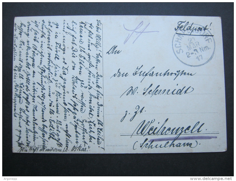 1917, SCHNELLDORF , Klarer Stempel Auf    Karte - Feldpost (Portofreiheit)