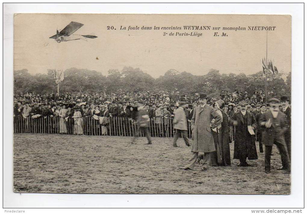 Carte Postale - La Foule Dans Les Enceintes, Veymann Sur Monoplan Nieuport - Edith E. Maleuit - Reuniones