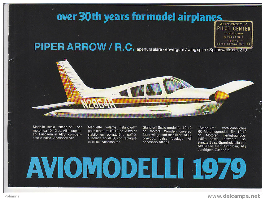 C1301 - CATALOGO MODELLISMO AVIOMODELLI 1979/AEREI/VELEGGIATORI/M ODELLI PER MOTORI - Italien