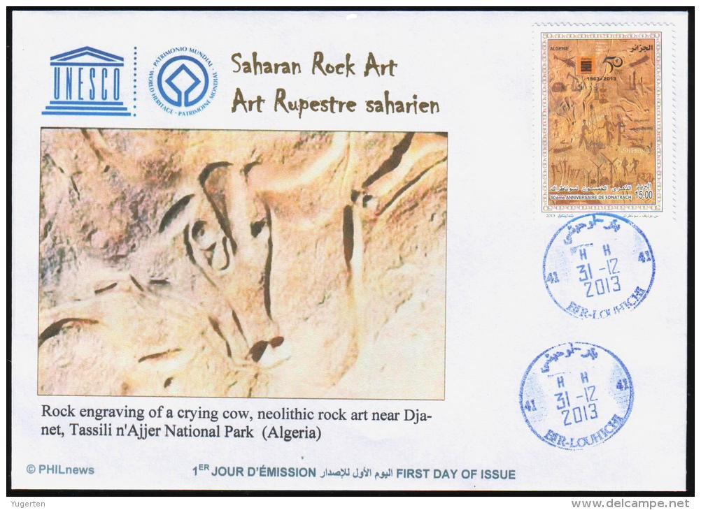 ALGERIE ALGERIA 2013 - FDC - Tassili N'Ajjer National Park Unesco World Heritage Site Algeria Sahara - Prehistory