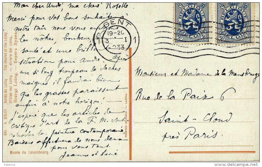 1328  Postal Gent  1933 Bélgica - Cartas & Documentos