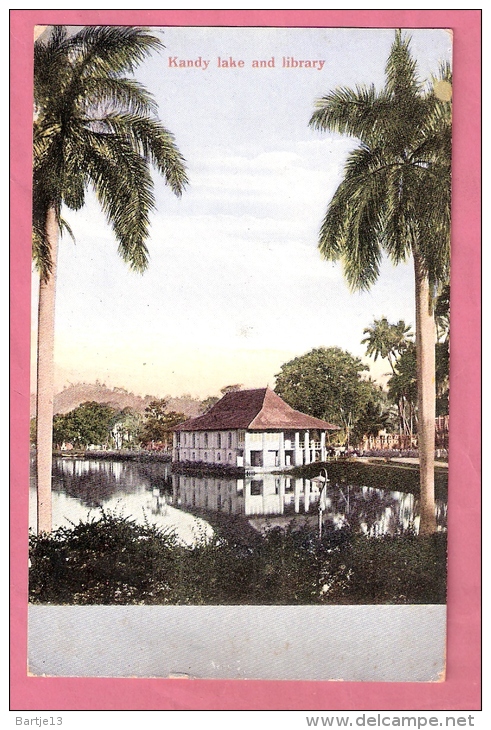 NED.INDIE PWS ANSICHTKAART KANDY LAKE & LIBRARY 2 1/2CT SABANG > EINDHOVEN SEAPOST Ca. 1924 - Indes Néerlandaises