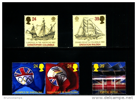 GREAT BRITAIN - 1992  EVENTS-EUROPA   SET  MINT NH - Neufs