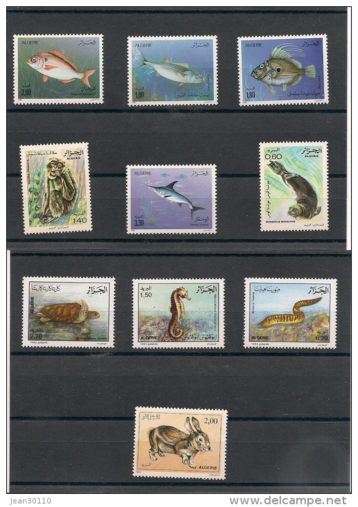 ALGERIE  Faune   Années 1981-89-90-92 N° Y/T : 744/75-961/64-987-1029/31 ** Côte: 20,40 € - Algérie (1962-...)