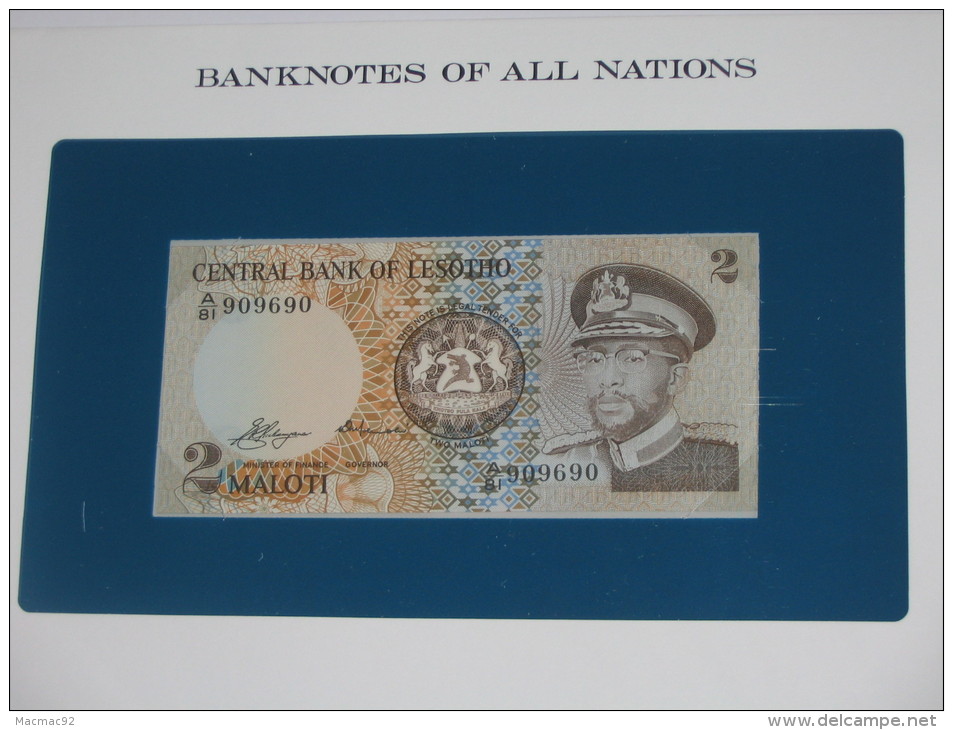 2 Malotis Maloti - Central Bank Of Lesotho   - Billet Neuf - UNC  !!! **** ACHAT IMMEDIAT *** - Lesoto