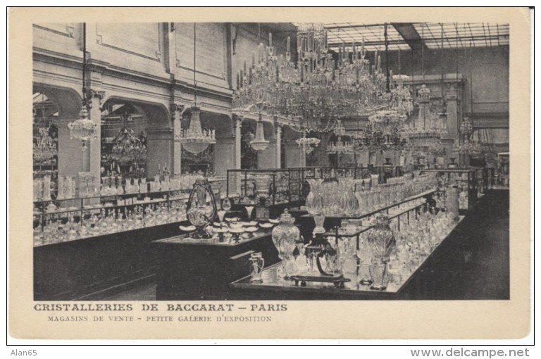 Cristalleries De Baccarat Paris Crystal Glassware Store Interior View, Advertisement, C1900s Vintage Postcard - Other & Unclassified