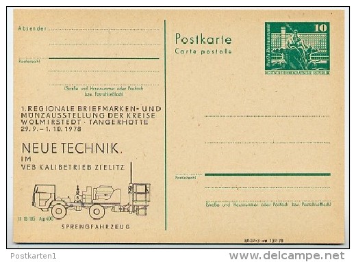DDR P79 C68-b Postkarte PRIVATER ZUDRUCK Sprengfahrzeug Tangerhütte 1978 - Cartes Postales Privées - Neuves
