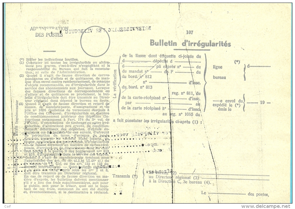 854+859 Op BULLETIJN VAN ONREGELMATIGHEDEN / "Luchtpostbriefwisseling Van" Stempel KNOKKE (zeldzaam Dokument) !! - 1951-1975 Heraldic Lion