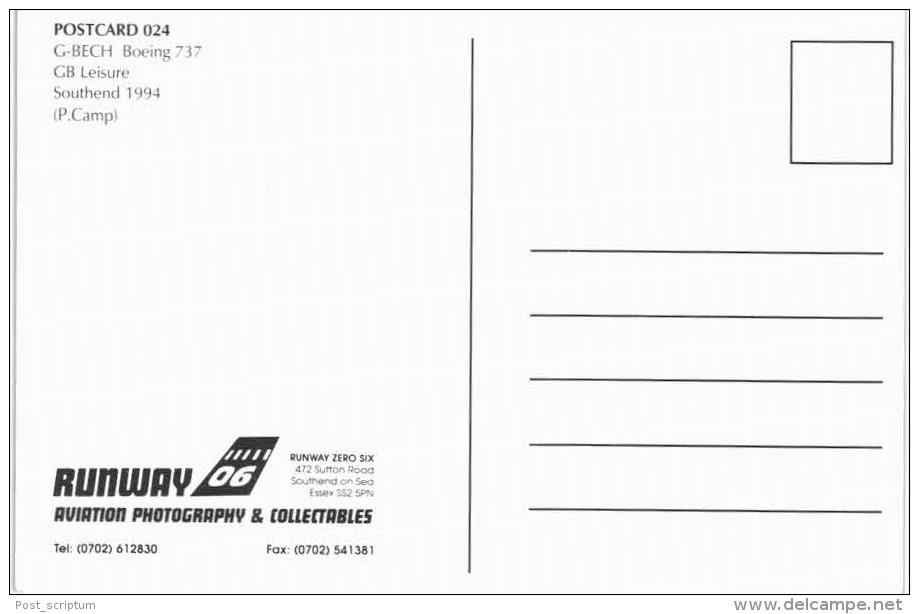 Thème -  Avion -  Runway - 024 - G BEch Boeing 737 - GB Leisure - Southend 1994 - 1946-....: Moderne