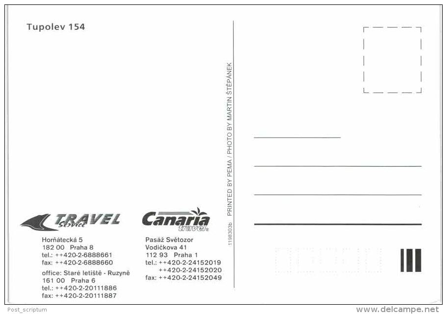 Thème -  Avion -  Travel Service Canaria Travel - Tupolev 154 - 1946-....: Moderne