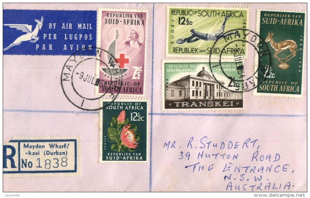 (376) South Africa To Australia Registered Cover - 1964 - Oblitérés