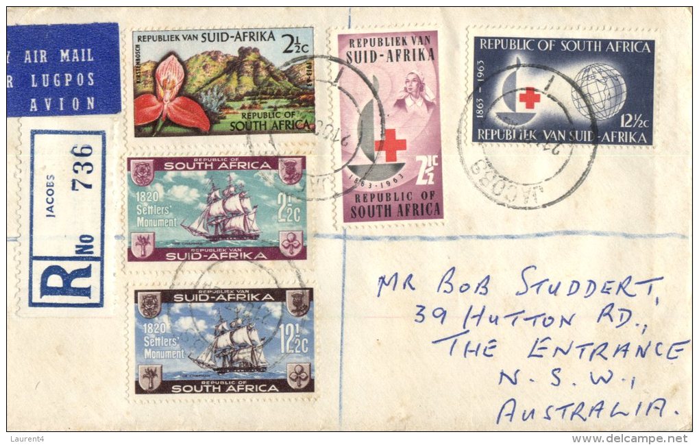 (376) South Africa To Australia Registered Cover - 1963 - Oblitérés