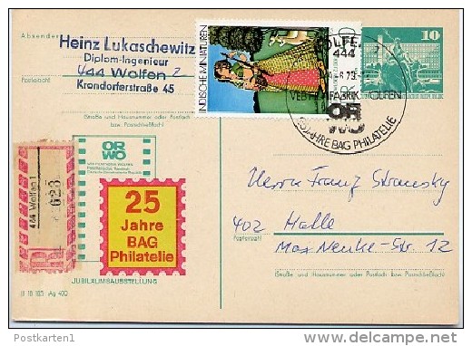 DDR P79-8-79 C84 Postkarte PRIVATER ZUDRUCK Filmfabrik Wolfen EINSCHREIBEN Wolfen 1979 - Privé Postkaarten - Gebruikt