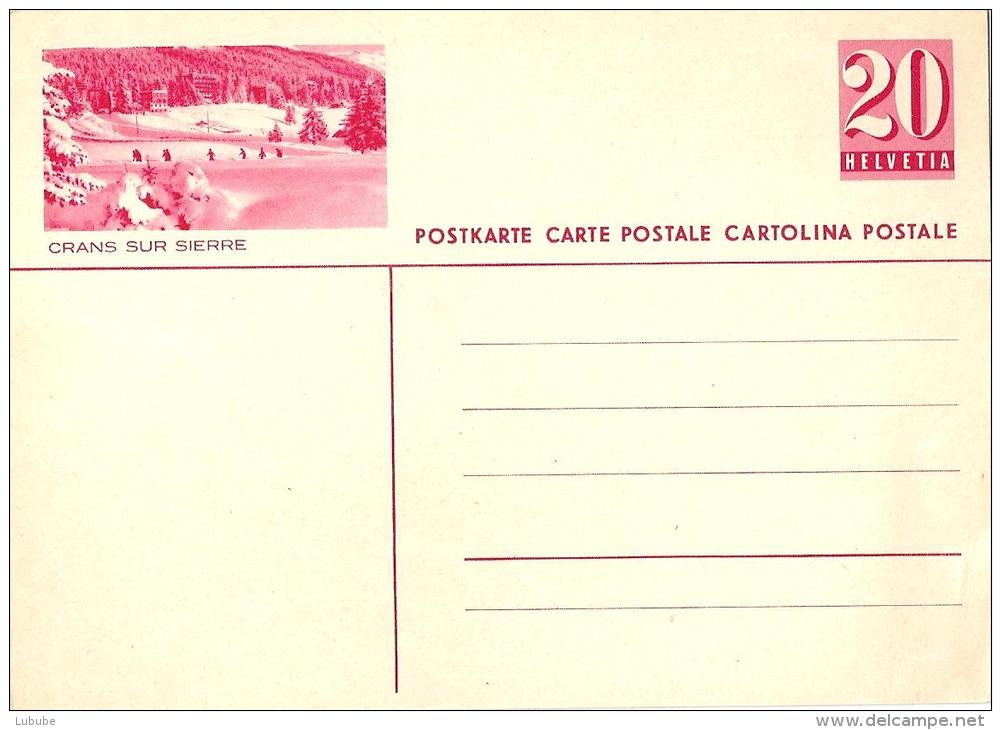 PK 141  "Crans Sur Sierre"  (Fussgänger In Schneelandschaft)          1936 - Stamped Stationery