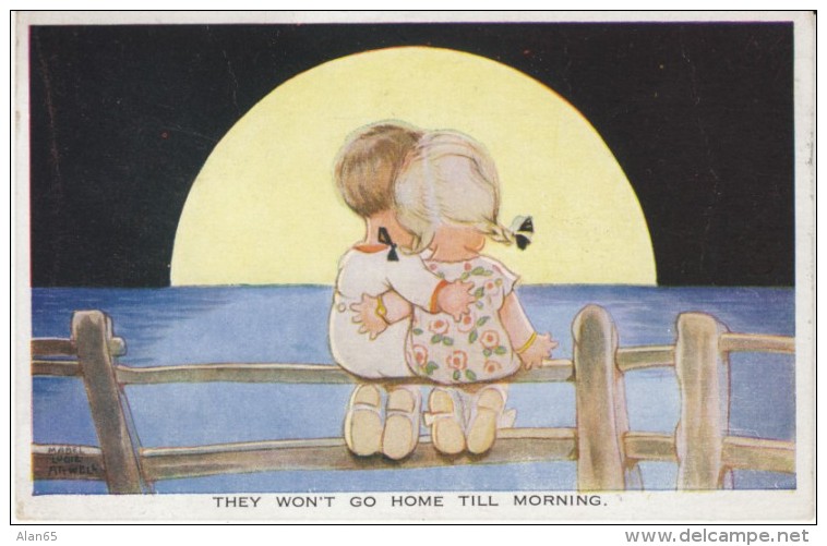 Mabel Lucie Attwell Artist Signed, 'They Wont Go Home' Boy Girl Romance, C1950s Vintage Postcard - Attwell, M. L.