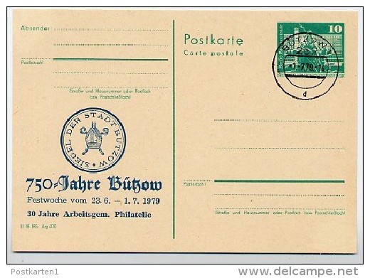 DDR P79-13c-79 C89-c Postkarte PRIVATER ZUDRUCK 750 J. Bützow Stpl. 1979 - Cartes Postales Privées - Oblitérées