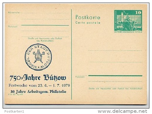 DDR P79-13d-79 C89-d Postkarte PRIVATER ZUDRUCK 750 J. Bützow 1979 - Cartoline Private - Nuovi