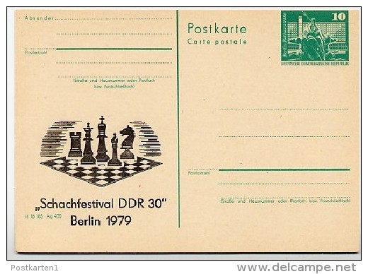 DDR P79-21-79 C95 Postkarte PRIVATER ZUDRUCK DRUCKVERSCHIEBUNG Schachfestival Berlin 1979 - Private Postcards - Mint