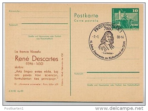 DDR P79-1a-80 C102-a Postkarte PRIVATER ZUDRUCK Descartes Finsterwalde Sost. 1980 - Privé Postkaarten - Gebruikt