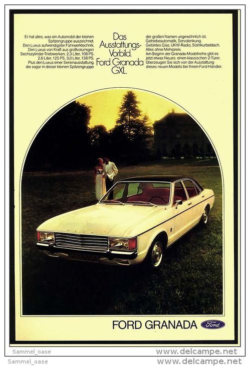 Reklame Werbeanzeige  -  Ford Granada  -  Das Ausstattungsvorbild Ford Granada GXL  -  Von 1973 - KFZ