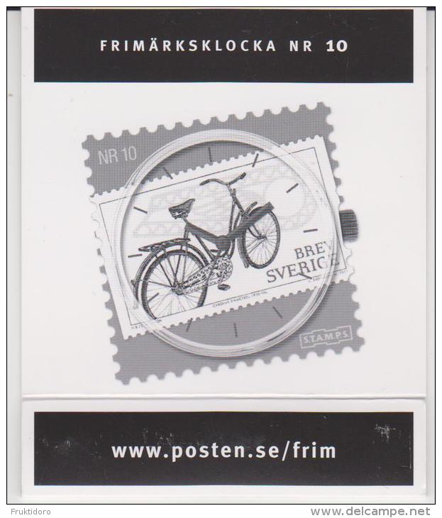 Sweden Stamp Clock Nr 10 - Women's Bicycle - 2011 - Moderne Uhren