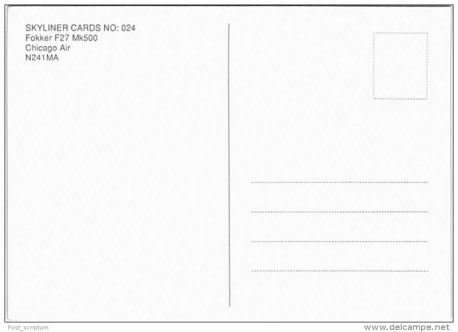 Thème -  Avion - Skyliner Cards N° 024 - Fokker F27 Mk500 Chicago Air - 1946-....: Moderne