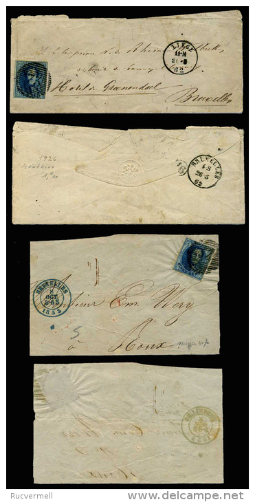 BELGICA, BELGIQUE,  Una Carta (sobre Industrial) Y Un Frontal, Yv. 4 , Matasellos LIEJA (Liege) Y Bruselas, 1849 - 1849-1865 Médaillons (Autres)
