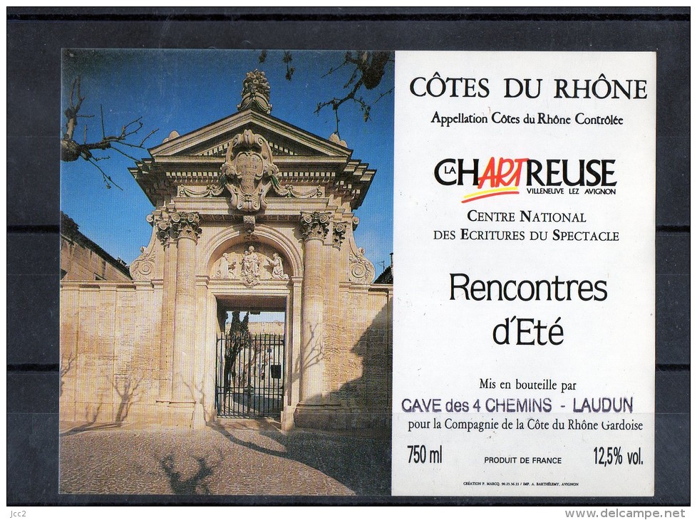COTE DU RHONE - La Chartreuse Villeneuve Les Avignons 1994 - Arte
