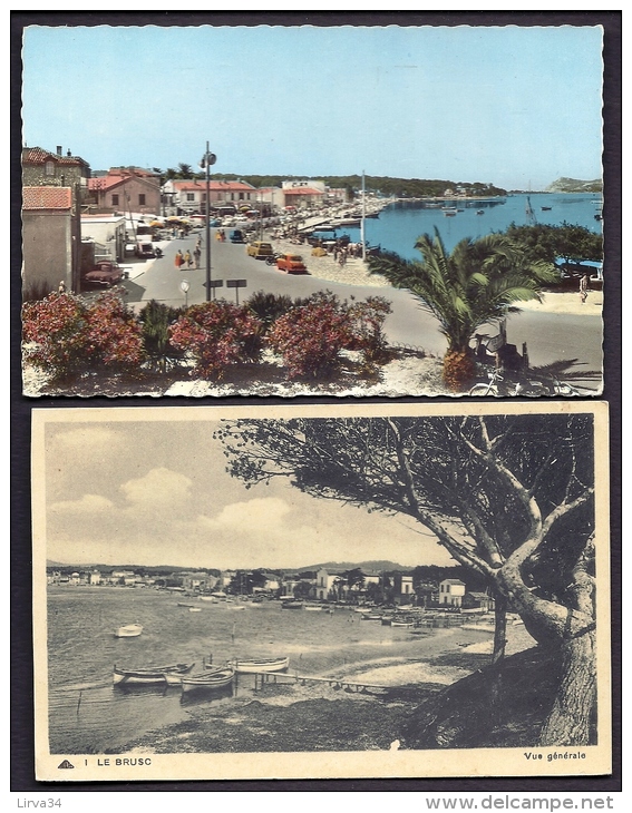 LOT 2 CPA ANCIENNES- FRANCE-  LE BRUSC (83)- VUE GENERALE ET LE PORT- BATEAUX- AUTOS ANCIENNES- - Autres & Non Classés