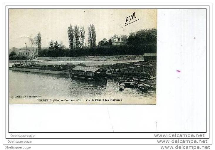 60 VERBERIE  PONT SUR L OISE VUE DU CHAT ET DES PLATRIERES  LAVANDIERES PETIT PLAN LAVOIR  ED LETELLIER FM - Verberie