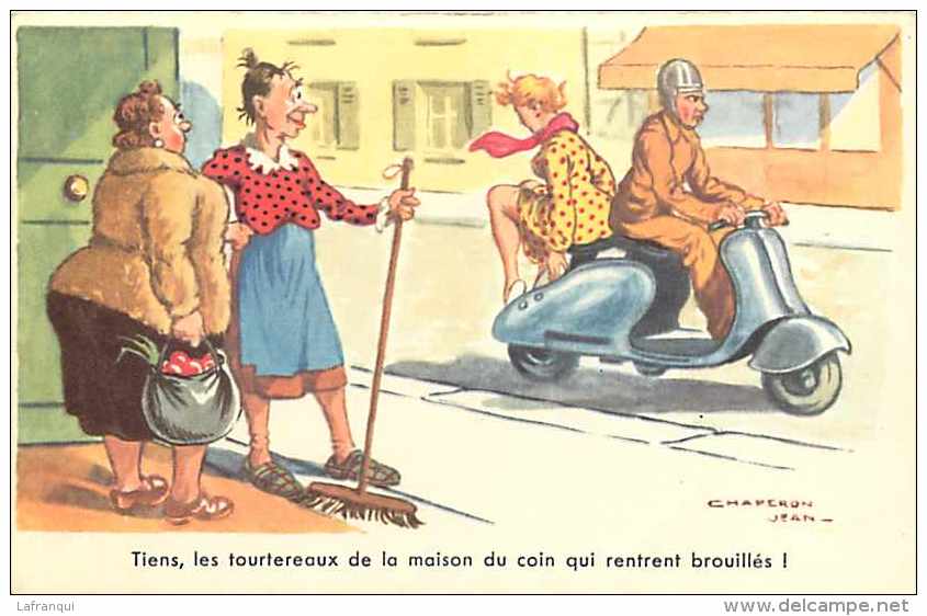 Themes Div- Transports - Ref G259- Illustrateur Chaperon Jean - Le Scooter  - Theme Scooters - Carte Bon Etat   - - Autres & Non Classés