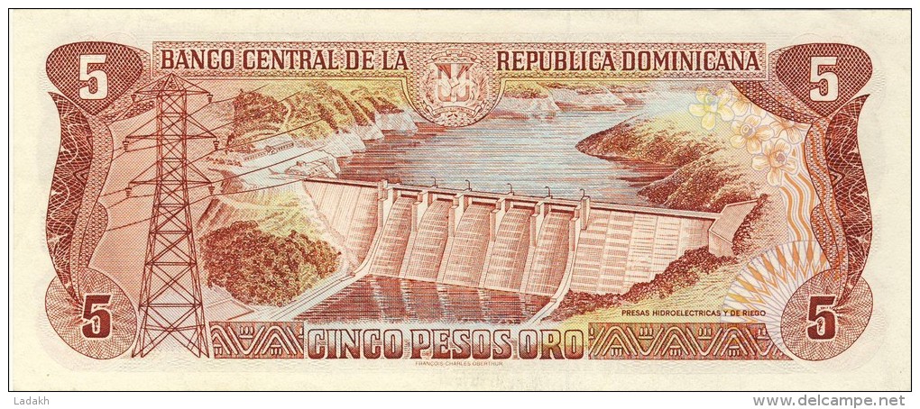 BILLET # REPUBLIQUE DOMINICAINE # CINQ PESO ORO # 1997 # NEUF # SANCHEZ # - Repubblica Dominicana