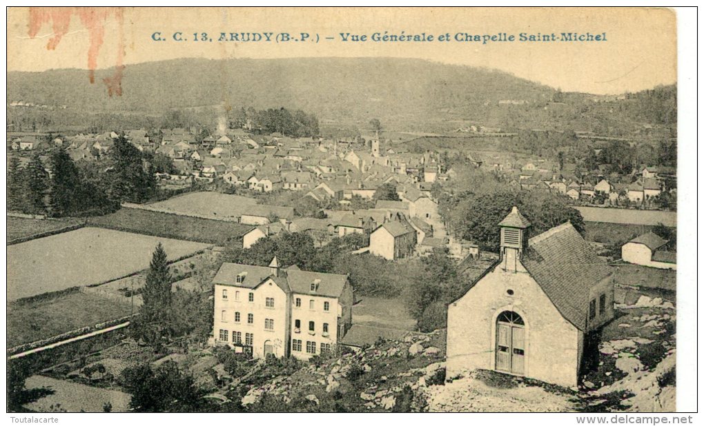 CPA 64  ARUDY VUE GÉNÉRALE ET CHAPELLE SAINT MICHEL - Arudy