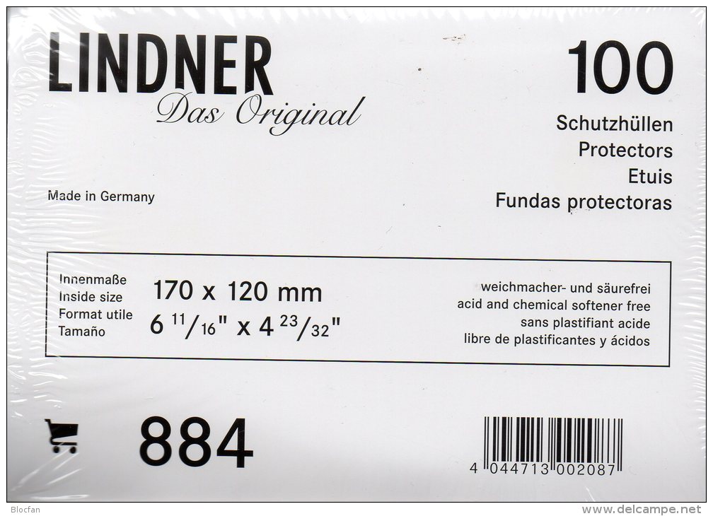 Brief-Hüllen 100-Box Neu 20€ Schutz/Einsortieren Normale Briefe #884 LINDNER 170x120mm Letter Too Postcard Of World - Non-classés