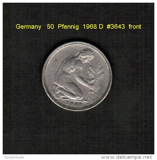 GERMANY   50  PFENNIG  1968 D  (KM # 109.1) - 50 Pfennig